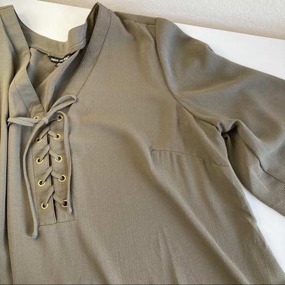 Unique Spectrum Army Green Lace Front Boho Tunic - Picture 5 of 10